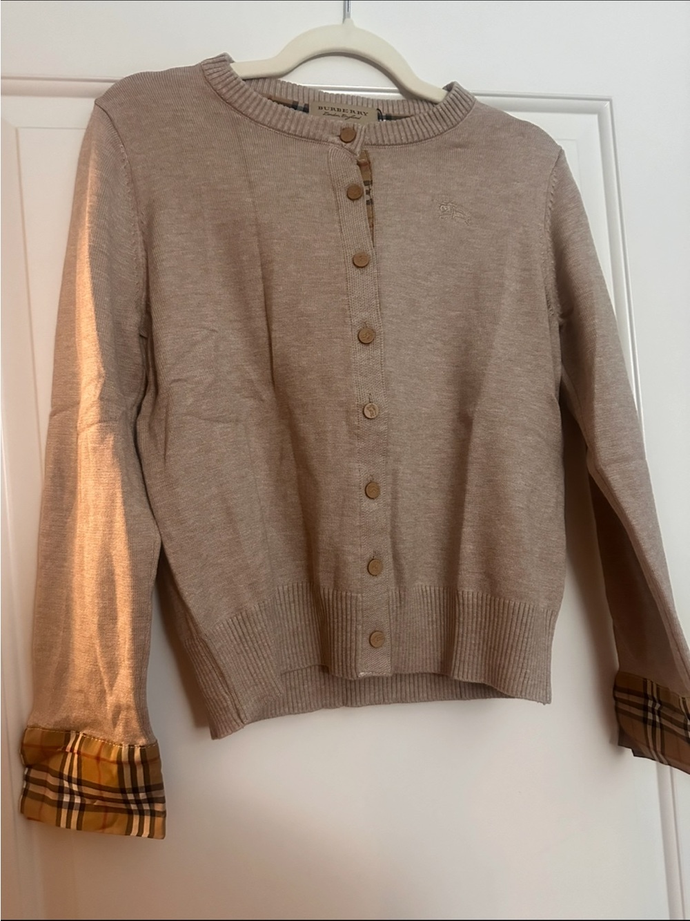 PLAID FASHION Women's Beige Button-Front Cardigan Sweater